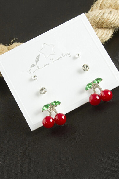 SORA GROUP 6 Pieces Cherry Zircon Stone Earrings