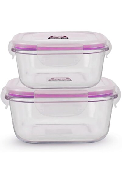 Generic Glass Food Storage Containers Square, 400ml and 600ml with Silicone S...