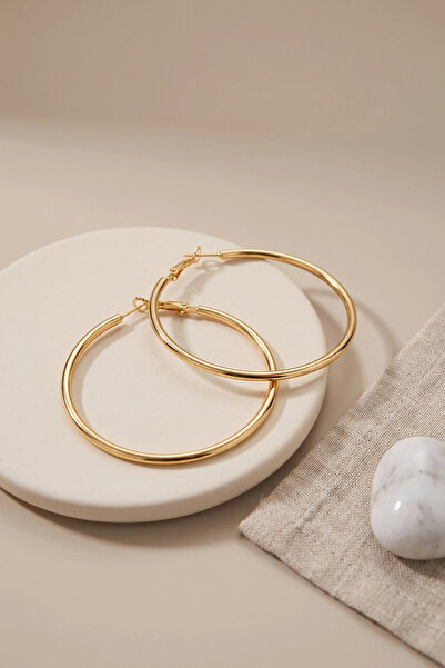 SORA GROUP 316L Steel Gold Color 46 mm Hoop Earrings