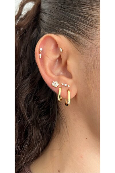 Sivoora Gold Rengi Üç Taş Çizgi Titanyum Piercing