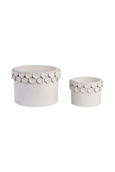 Sagebrook Home White Flower Petal Applique Planters Set of 2