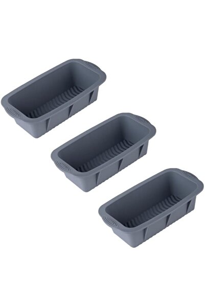 Generic Silicone Bread Loaf Pan Set, Non-Stick Baking Moulds, 3-Pack (Grey)