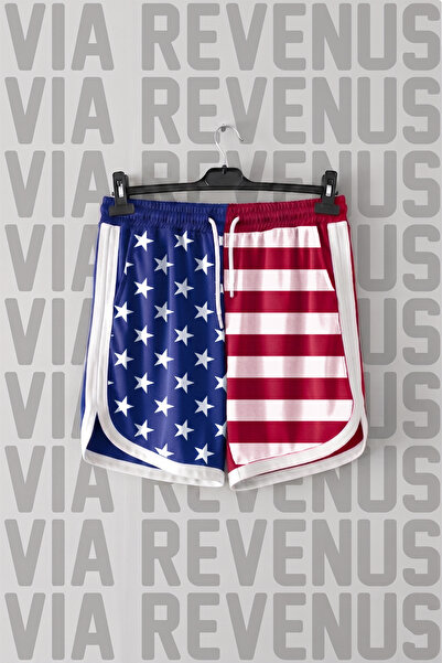 Vordevia America Flag Printed Unisex Retro Varsity Double Color Sports Traini...