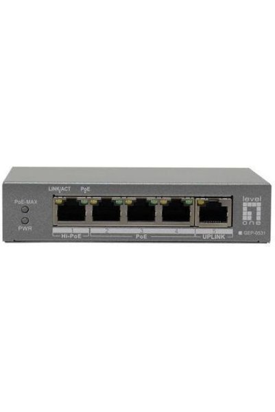LEVEL ONE GEP-0531 Μη διαχειριζόμενος διακόπτης L2 PoE+ με 5 θύρες Ethernet G...