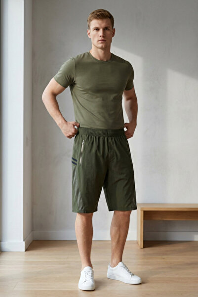 OEM Pantaloni scurți sport pentru bărbați cu buzunare și detalii laterale, 25805
