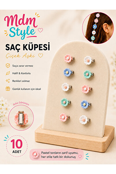 mdm style Set of 10 Hair Clips – Mini Clip Set with Colorful Flowers, Daisies...