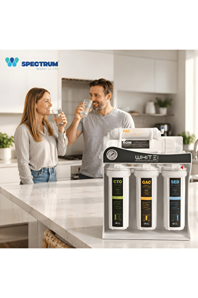 SPECTRUM WATER Sistem osmoză inversă premium WHITE Series, 5 stadii, 75 GPD, fără pompă, cu rezervor, baterie și tester calitatea apei
