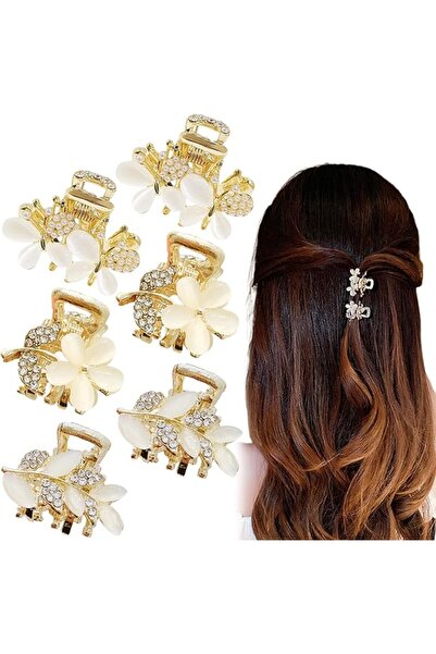 NALACAL 6 Pcs Rhinestone Claw Clips, Mini Hair Claws, Sparkle Clawclips, Flow...