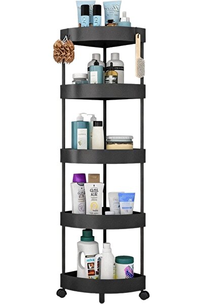 Vinnatsu Corner Shower Caddy Stand - 5 Tier Plastic Floor Standing Shower Org...
