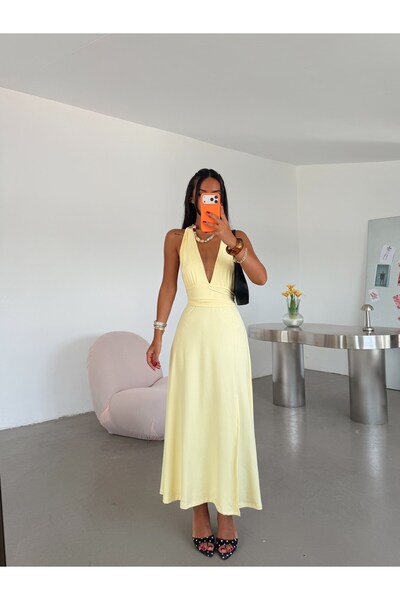myd Halter Neck Dress - Yellow