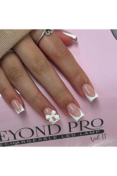 Yelajoy 24Pcs Short Square Press On Nails, Glossy Nude Pink with White French...