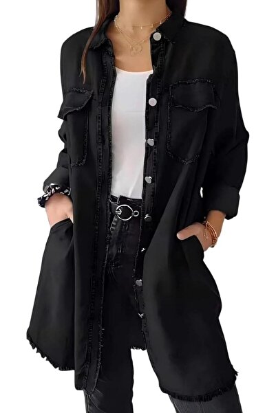 Generic Women's Oversized Denim Jacket Long Sleeve Shirt Trendy Jean Jacket f...