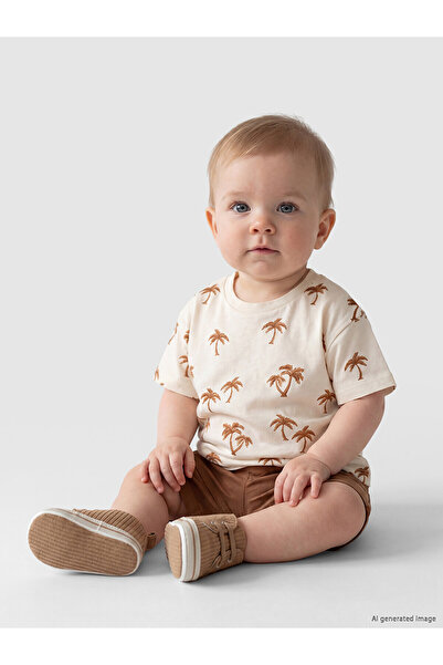 LC Waikiki Trendlucky Palm Tree Patterned Baby Boy Shorts Set with Difference...