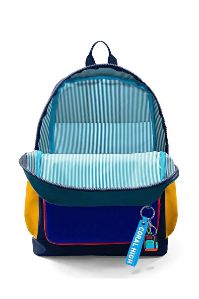 Coral High Multi-Colored Segmented 4-Compartment School Backpack