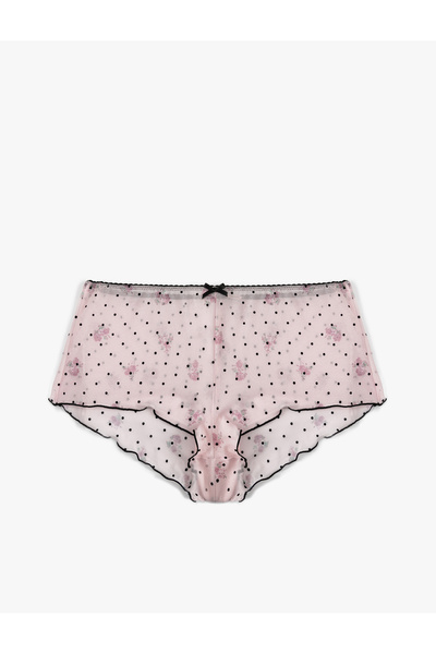 Koton Bow Detailed Floral Patterned Polka Dot Mini Shorts Pajama Bottoms