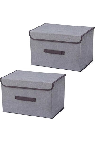 GENERAL Foldable Linen Storage Box 36×23×24cm, Storage Bin with Lid & Handle,...
