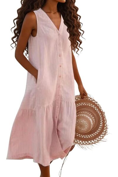 Generic Women's Summer Sleeveless Cotton Maxi Dress Loose Line Layered Beach ...