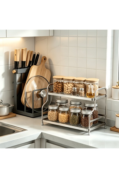 HT Home Organizers 2-piece kitchen countertop organizer and knife rack set