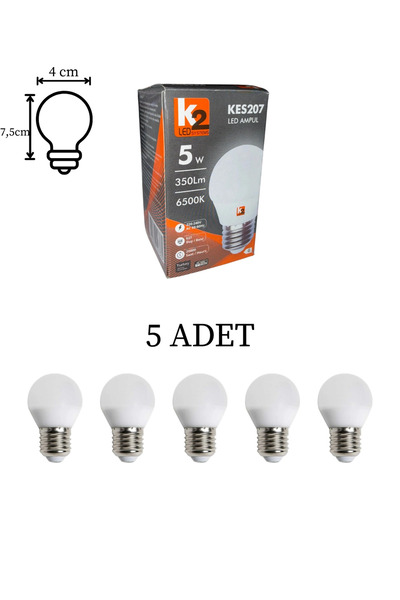 Kendal K2 KES207 Led Ampul 5W Beyaz Işık E27 Duy - 5’li Paket