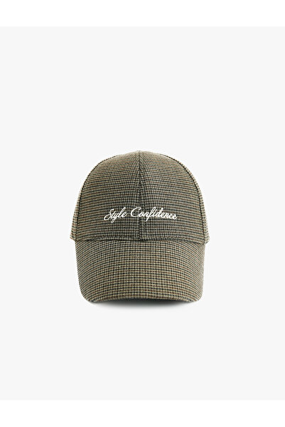 Koton Embroidered Plaid Cap Hat