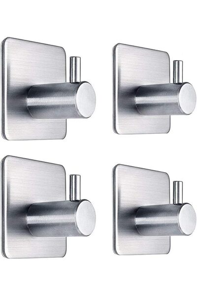 Aputue Adhesive Hooks, 4 Packs Waterproof 304 Stainless Steel Wall Mounts, He...
