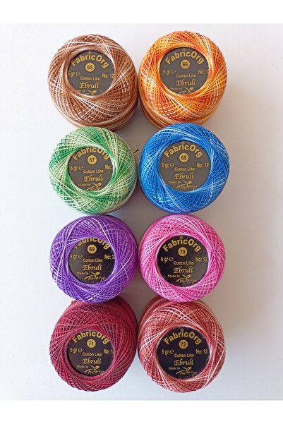 fabricorg No:12 Cotton Like Ebruli Etamin - Kanaviçe 8'li Iplik Seti-1 (6 Gr)