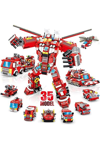 TERRIFI STEM Building Blocks Fire Robot Toy for City Fire Rescue Vehicle Asse...