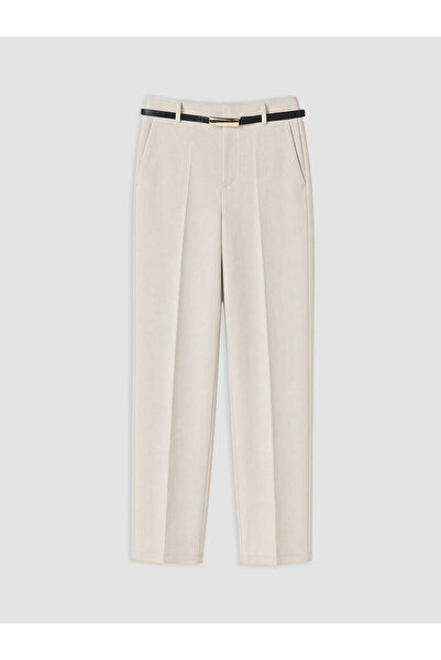 LC Waikiki Lcw Vision Beige Women's Fabric Trousers with Waist Belt