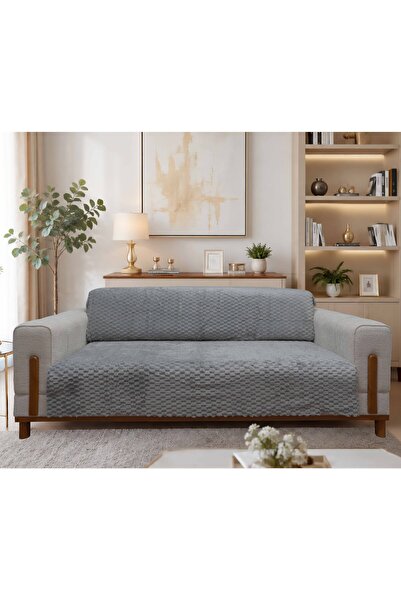 AnlamHome Premium Kabartmalı Koltuk Örtüsü – Kaymaz Taban Yumuşak Peluş Dokul...