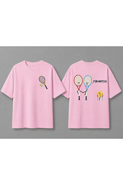 VODEXA Unisex Oversize Tennis Printed T-Shirt 100% Cotton Tennis Themed Comfo...
