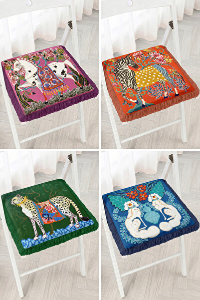Realhomes Colorful Animal Figured Zebra and Leopard Patterned Modern 4-Piece ...