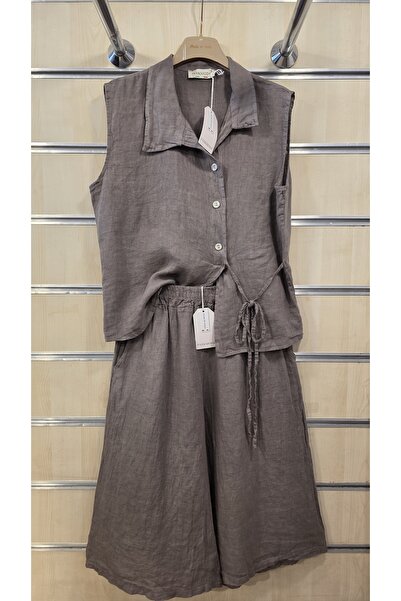 Park Moda Zero Sleeve Italian Linen Suit with Shorts