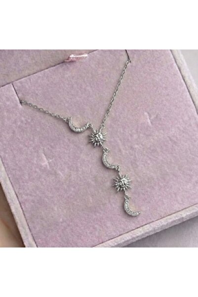 Heda Jewelry قلادة سيليستيا واي - قلادة على شكل حرف Y بتصميم الشمس والقمر من ...