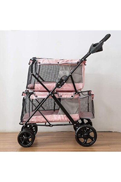 GENERAL Dog Strollers Cat Stroller Baby 4 Carriage Pet Folding Wheels(Pink) |...
