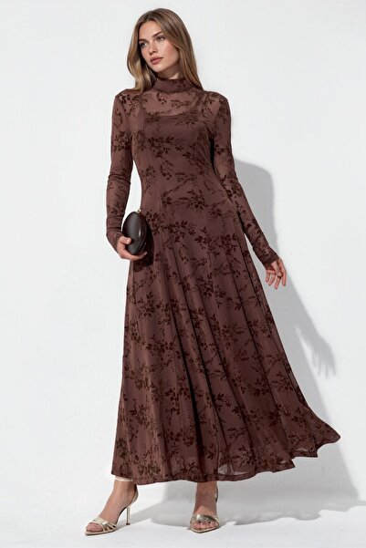 Hiccup Patterned High Neck Maxi Dress