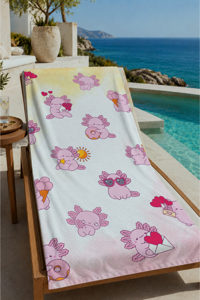 Evmila Pastel Pink Yellow Cute Floral Characters Patterned 70X150 Beach Towel...