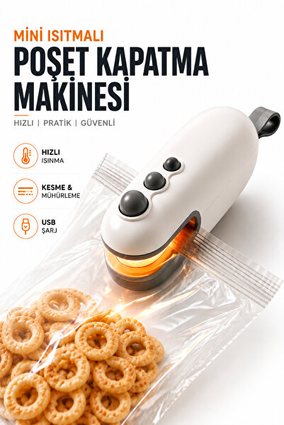 RAYLAX Mini Isıtmalı Poşet Kapatma Makinesi USB Şarjlı Poşet Yapıştırma ve Ke...