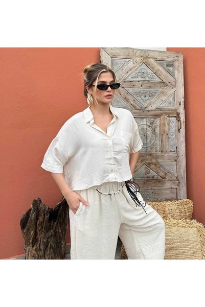 VIORA FASHION قميص من الكتان