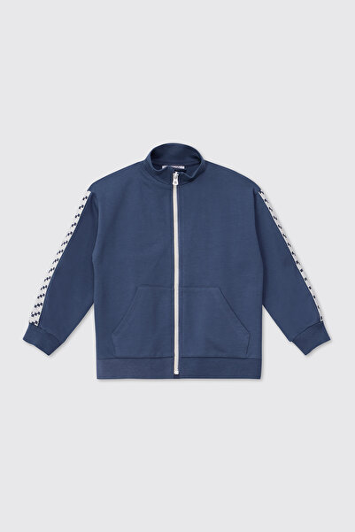 Panço Erkek Çocuk Fermuarlı İndigo Sweatshirt