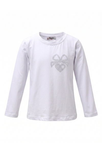MiniKids Bluza fundita si inima-strasuri alb pur