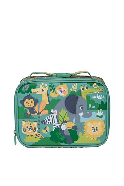 SMIGGLE صندوق غداء صغير مربع الشكل من ليتل جورنيز باللون الأخضر 458129