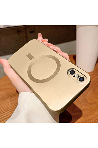 ucuc iPhone XS Max Uyumlu Kılıf Magsafe Özellikli Darbe Emici Altın Silikon K...