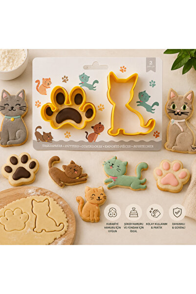 pratikpastacılık 2 Piece Animal Figure Cookie-Ceramic Mold Set