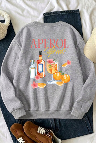 uyguntarz Unisex Aperol Printed Crew Neck Sweatshirt