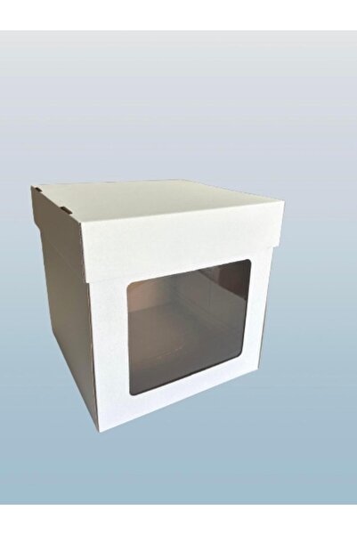 EgeConcept 30x30x30 Beyaz ÖNDEN PENCERELİ PASTA KUTUSU
