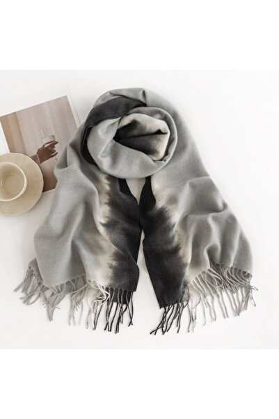 STARSTAR Women's faux cashmere scarf blue 200x65cm gradient tassel.