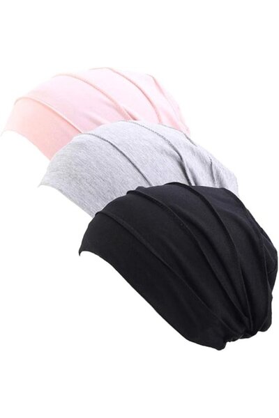STARSTAR Three-piece cotton headscarf set with silk-lined hat - Women's ethni...