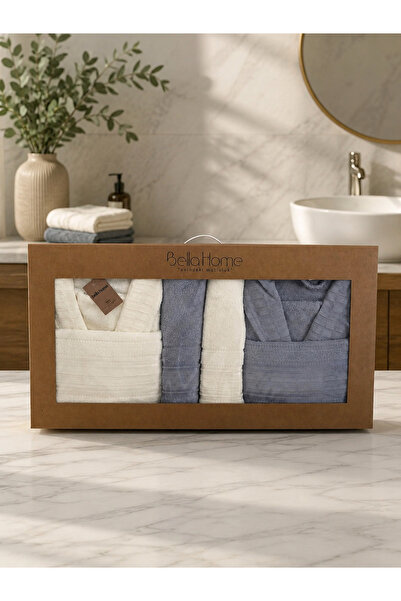 Bella Home 8 Piece Crinkle Family Bathrobe Set |   Dowry Box & Daily Use |   ...