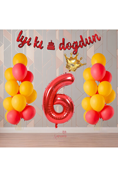 RÖNESANS PARTİ Rönesans Yellow-Red Color Themed Birthday Party Set Age-6