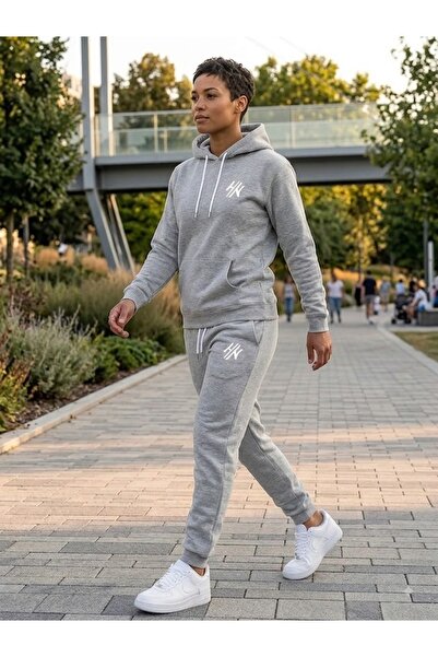 WOODROFFE Unisex 2H Printed Oversize Hooded Tracksuit Set Loose Fit